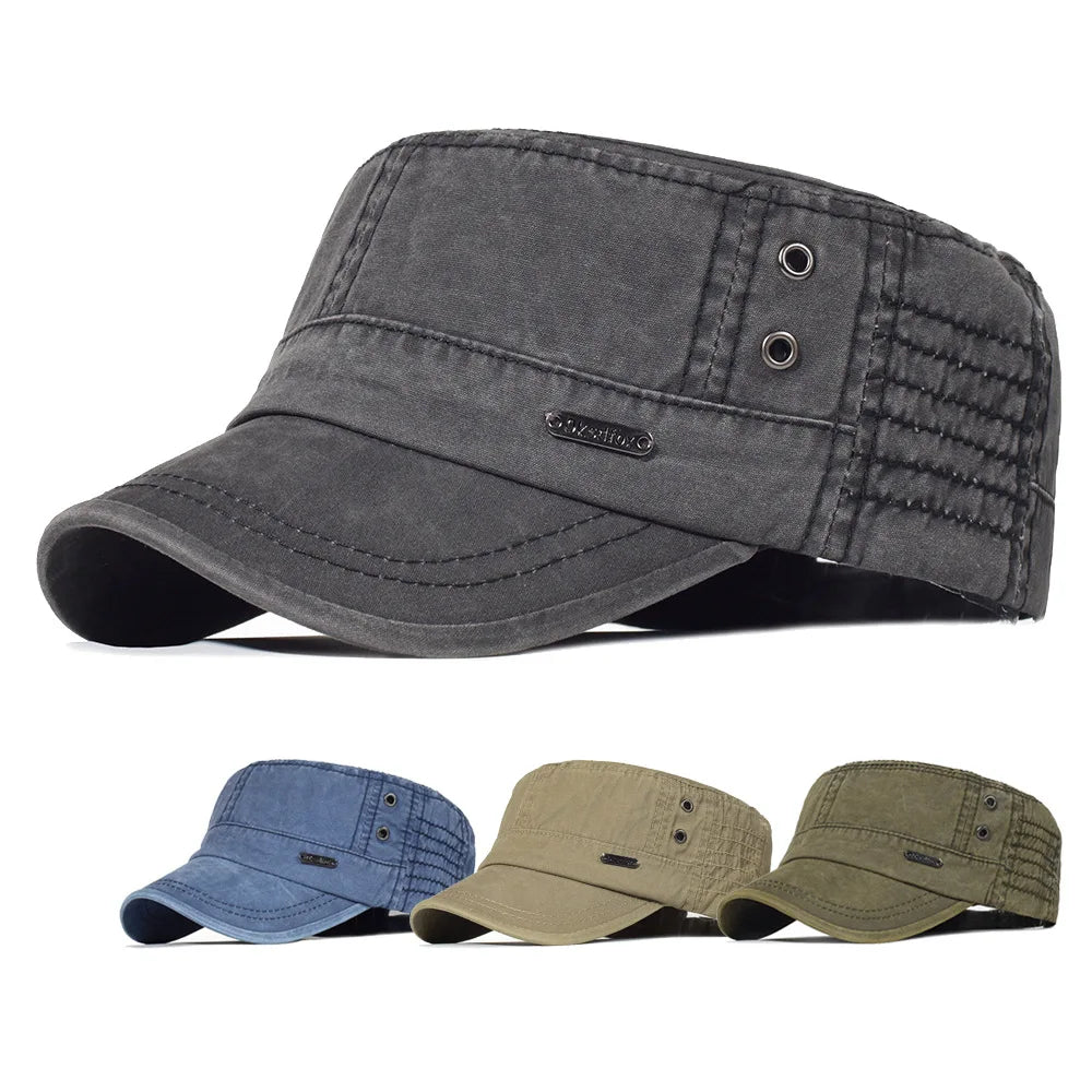 Four Seasons Washed Cotton Flat Caps Men Women Baseball Cap Unique Design Vintage Top Hat