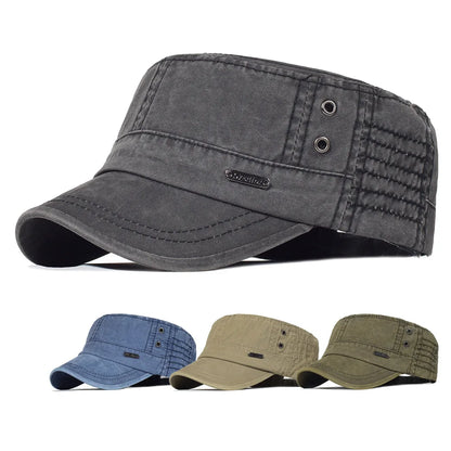 Four Seasons Washed Cotton Flat Caps Men Women Baseball Cap Unique Design Vintage Top Hat