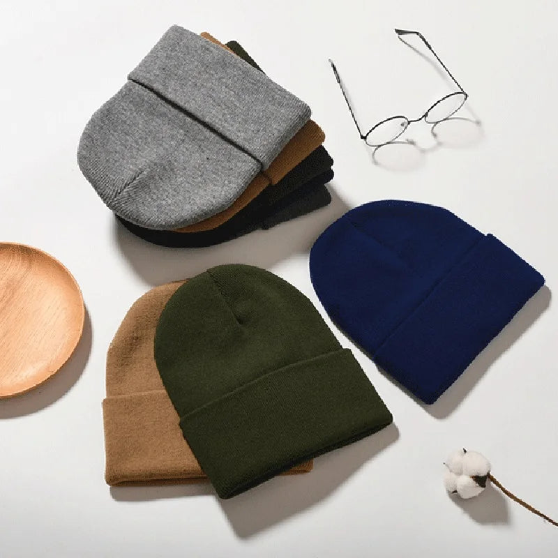 24 Colors Unisex Beanie Hat Men Women Winter Knit Caps Soft Ski Hats - Soft