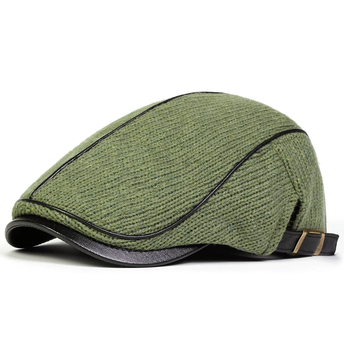 Men Autumn Winter Warm Knitting Newsboy Caps British Painters Hats Side Buckle Adjustable Flat Cap