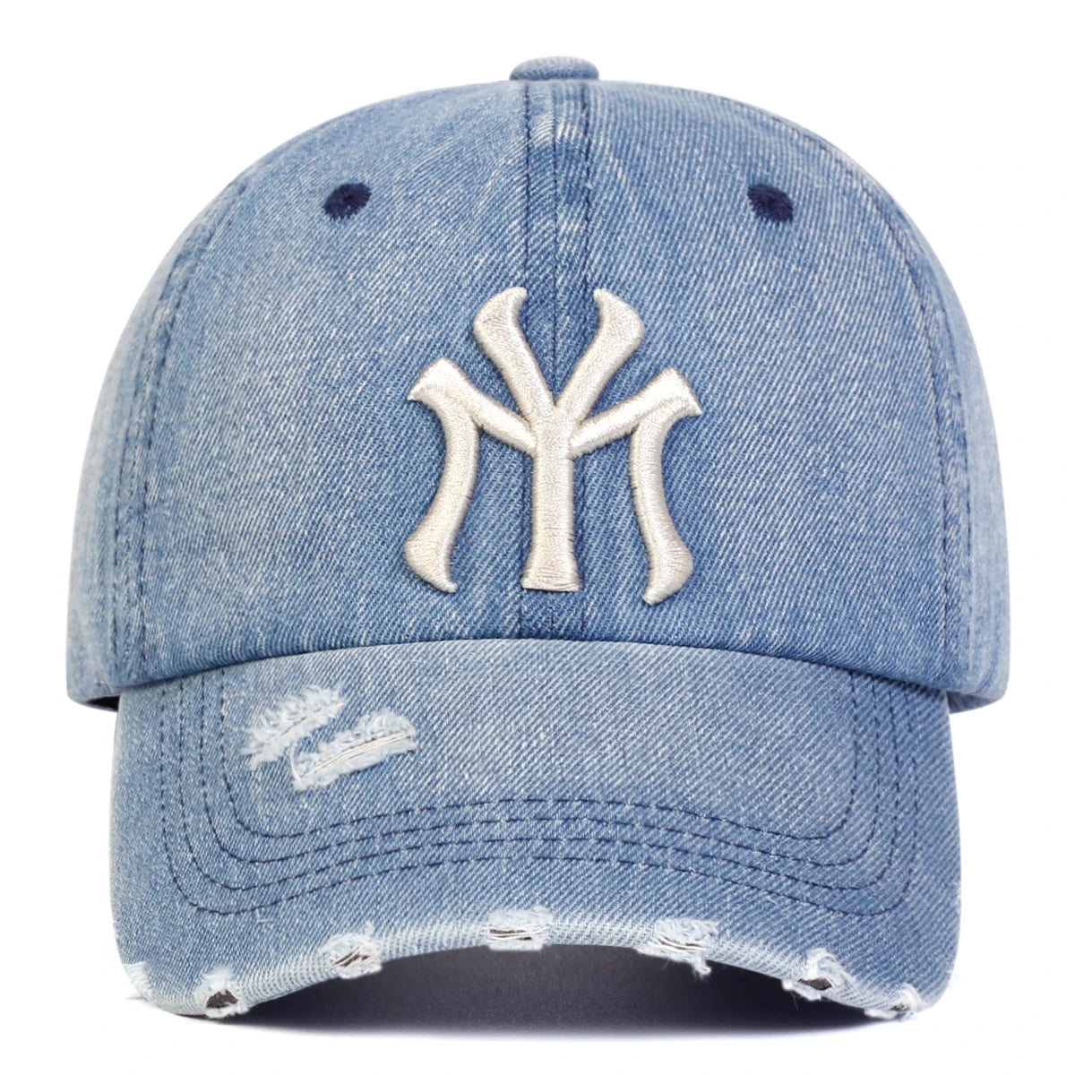 Unisex Letter Embroidery Hole Denim Baseball Caps Spring Autumn Outdoor Adjustable Casual Hats