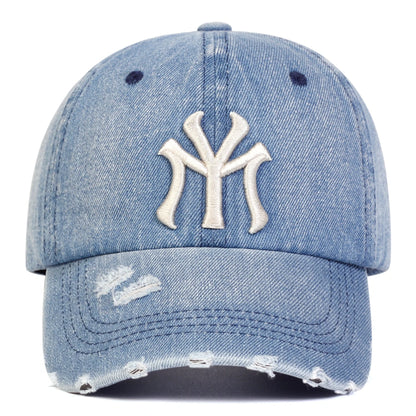 Unisex Letter Embroidery Hole Denim Baseball Caps Spring Autumn Outdoor Adjustable Casual Hats