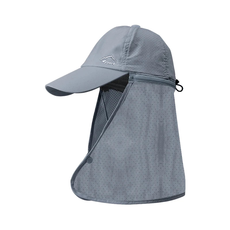 Xinbaoguan 100% Polyester 9237 Summer Sun Protection Hat for Men and Women Quick Drying Fisherman Hat with Shawl Baseball Cap