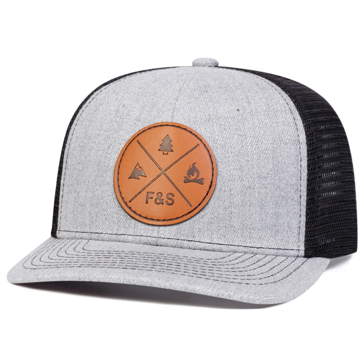 Unisex F S Round Leather Label Baseball Net Caps Spring Summer Outdoor Adjustable Casual Hats