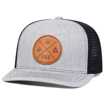 Unisex F S Round Leather Label Baseball Net Caps Spring Summer Outdoor Adjustable Casual Hats