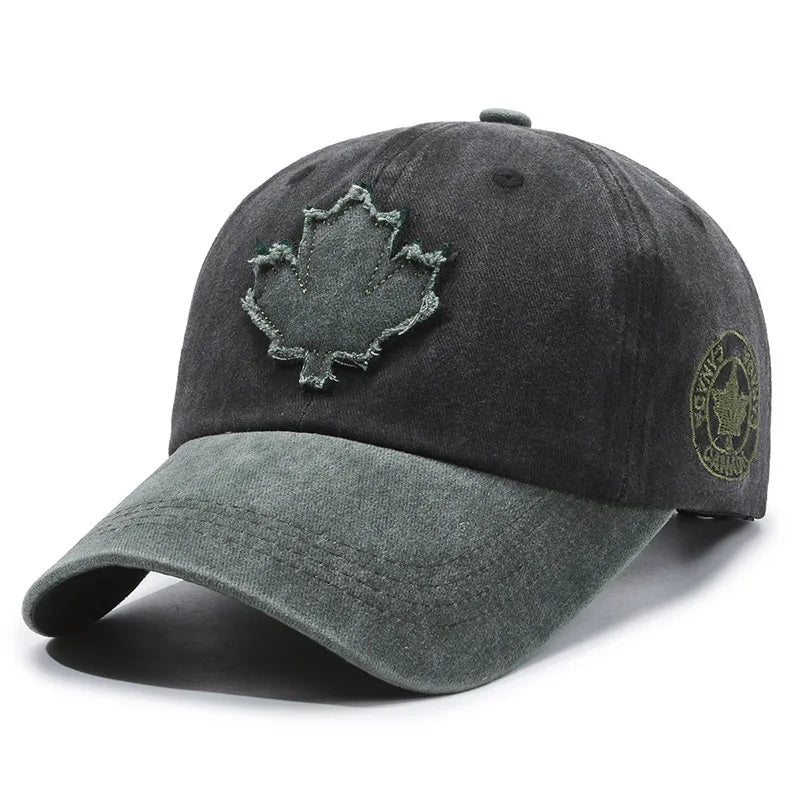 European American Maple Leaf Retro Baseball Men Women Washed Cotton Duck Tongue Spring Summer