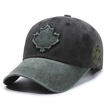 European American Maple Leaf Retro Baseball Men Women Washed Cotton Duck Tongue Spring Summer