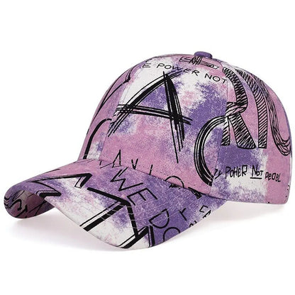 Unisex Letter Graffiti Printing Tie Dye Baseball Caps Spring Autumn Outdoor Adjustable Casual Hats