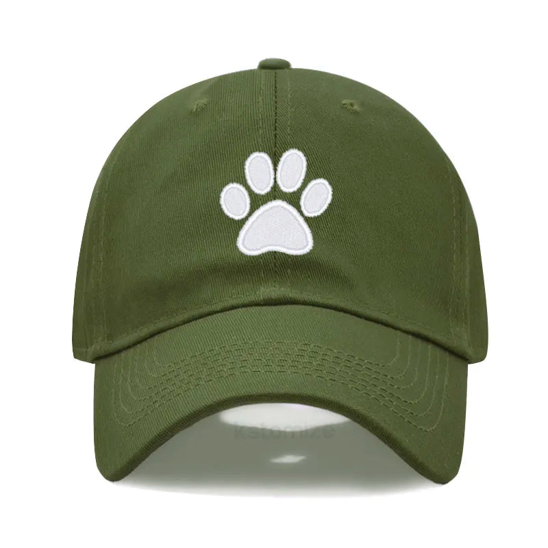 Dog Paw Embroidered Baseball Cap Women Men Adjustable Washed Cotton Dad Hat Unisex Classic Golf Caps