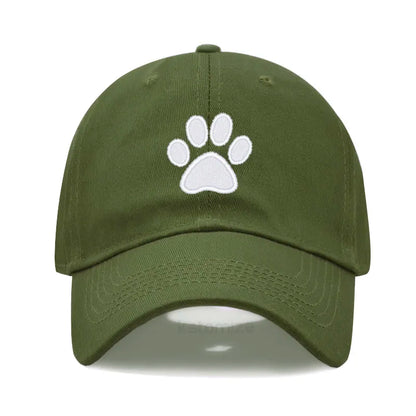 Dog Paw Embroidered Baseball Cap Women Men Adjustable Washed Cotton Dad Hat Unisex Classic Golf Caps