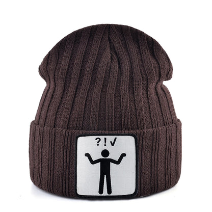 Knitted Skullies Beanie With Animals Patch Men Women Outdoor Casual Sport Hats Autumn Winter Solid Color Hip Hop Beanies