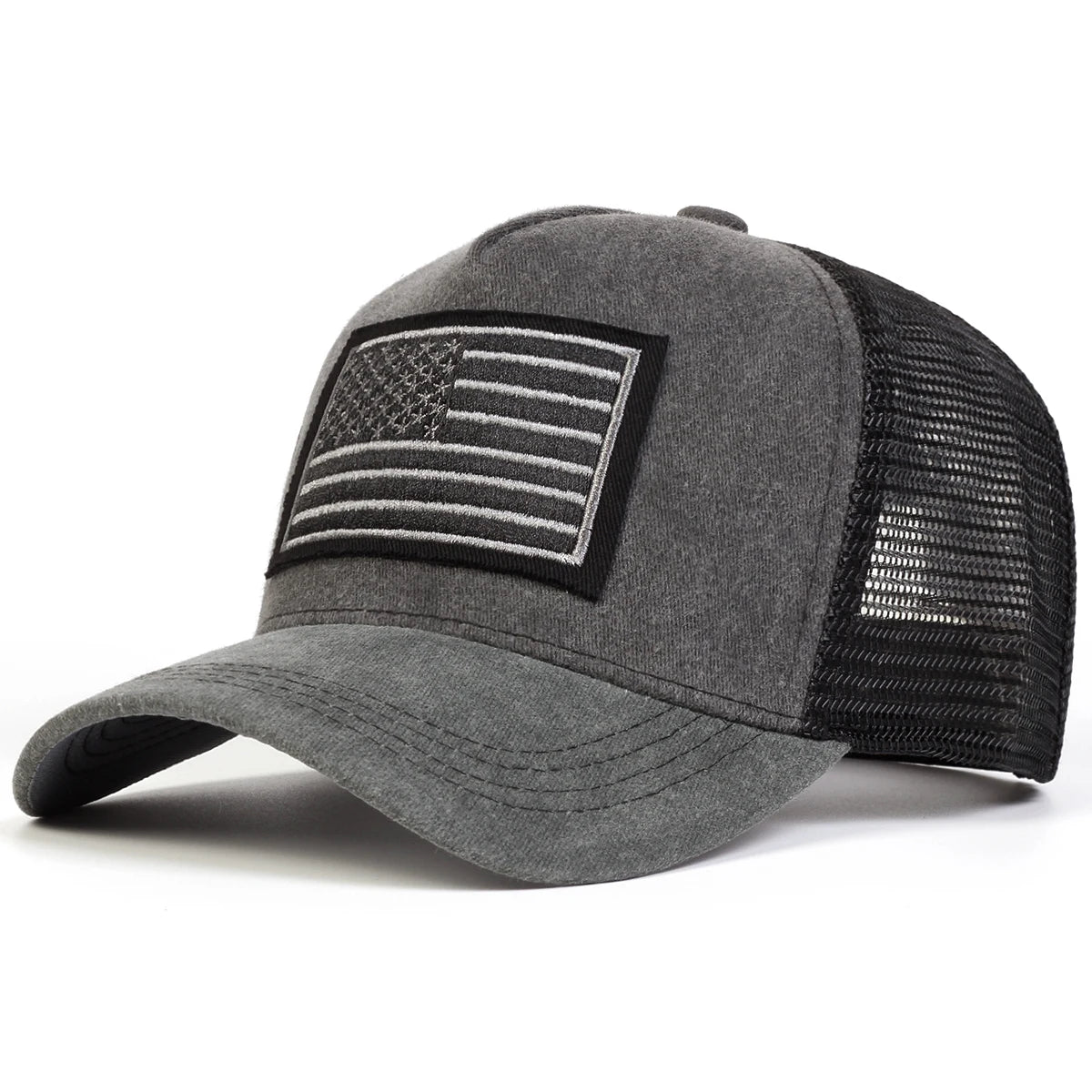 Unisex American Flag Embroidery Washed Baseball Net Caps Spring Summer Outdoor Adjustable Casual
