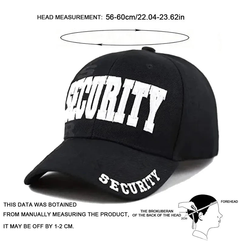 Unisex Security Letter Embroidery Baseball Caps Spring Autumn Outdoor Adjustable Casual Hats