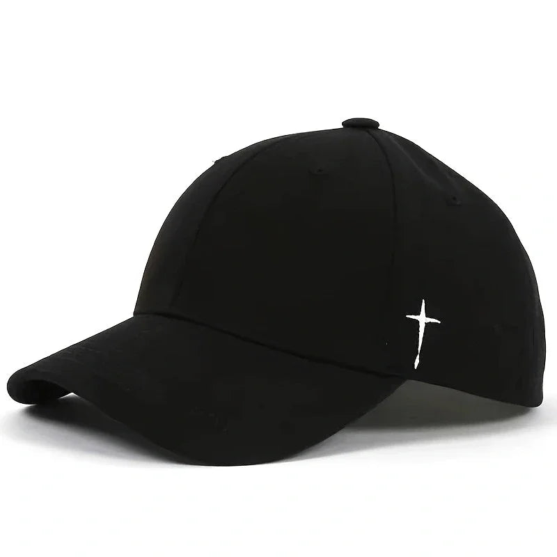 Unisex Simple Cross Embroidery Baseball Caps Spring Autumn Outdoor Adjustable Casual Hats Sunscreen