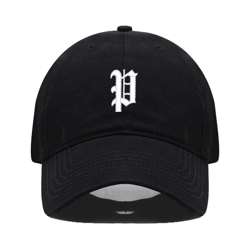 Old English Letter A-Z Embroider Baseball Cap Men Womne Soft Cotton Team Sport Visors Snapback Caps