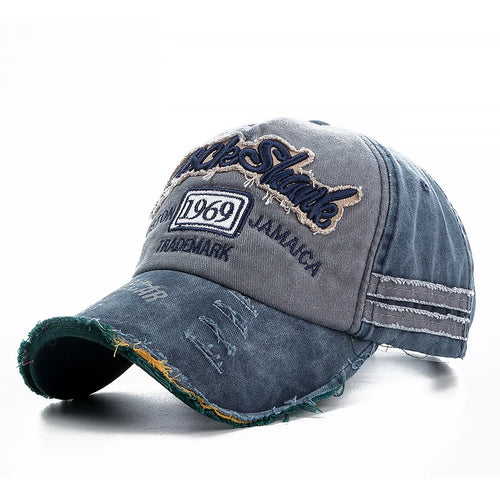 Washed Cowboy Letters Cotton Cap Men Women Adjustable Autdoor Sun Protection Hat Rock Shark Baseball