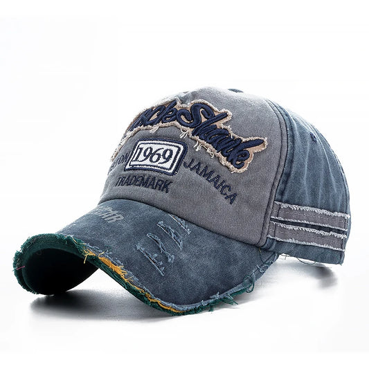 Washed Cowboy Letters Cotton Cap Men Women Adjustable Autdoor Sun Protection Hat Rock Shark Baseball