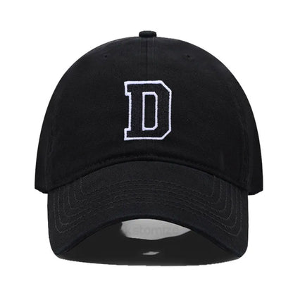 Initial Letter A-Z Embroider Baseball Cap Men Womne Soft Cotton Team Sport Visors Snapback Caps