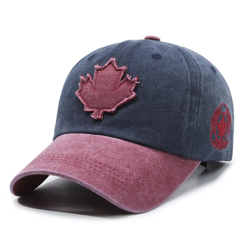 European American Maple Leaf Retro Baseball Men Women Washed Cotton Duck Tongue Spring Summer
