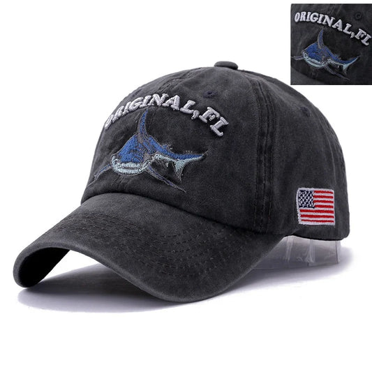 Wash Cotton America Flag Shark Men S Baseball Cap Women Snapback Hats Bone Hip Hop Dad Hat Gorras