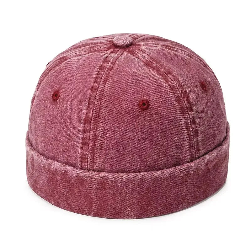 Women Men Solid Cotton Cap Hat Washed Denim Beanie Spring Autumn Retro Adjustable Docker Sailor