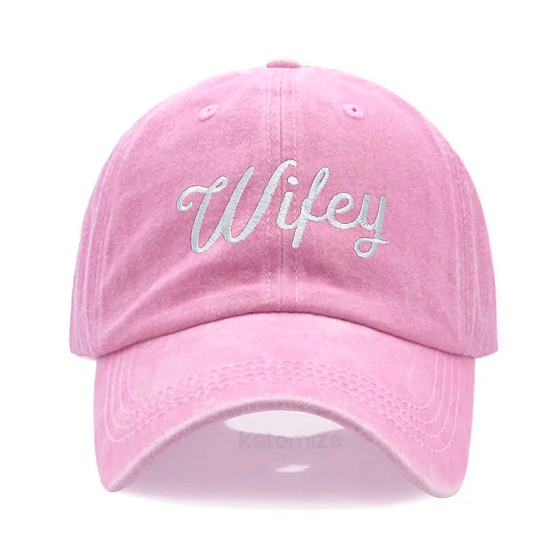 Embroidered Wifey Hubby Hat Soft Cotton Adjustable Couple Baseball Cap Men Women Wholesale