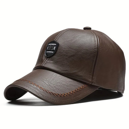 Men Baseball Cap Autumn Winter Warm Leather Hip Hop Snapback Hat Outdoor Sports Casual Caps Dad Hats