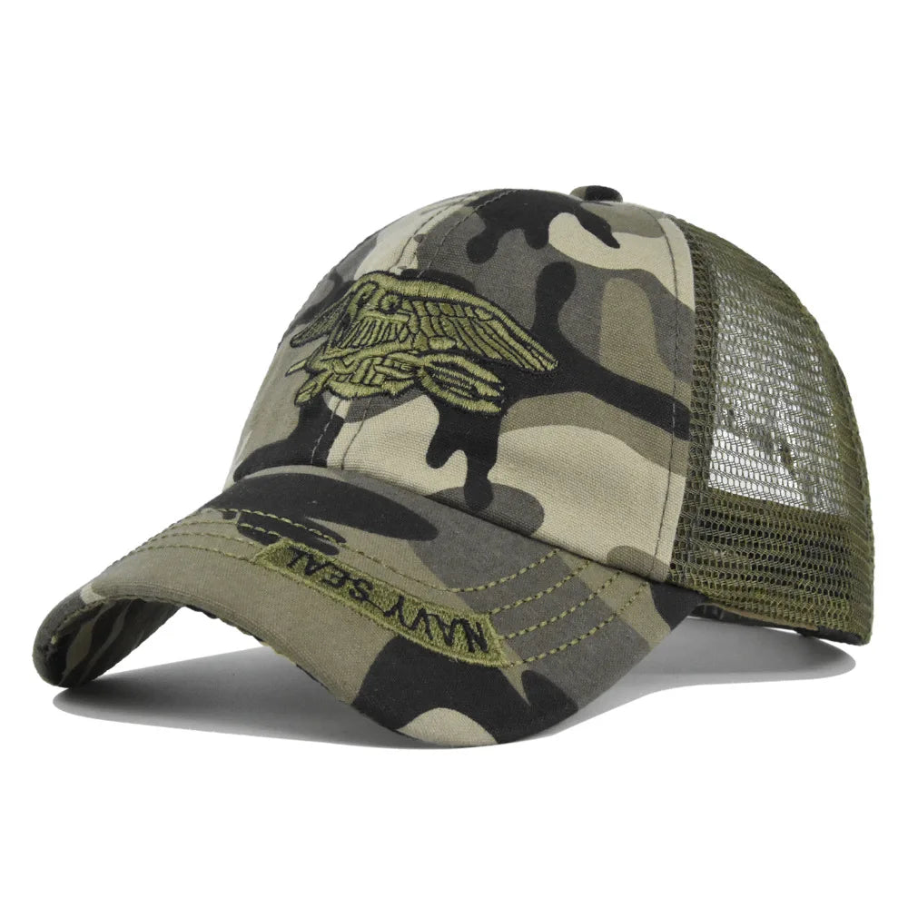 New Camouflage Mesh Baseball Cap for Men Women Breathable Adjustable Cotton Hip Hop Outdoor Casual Sun Protection Hat Snapback