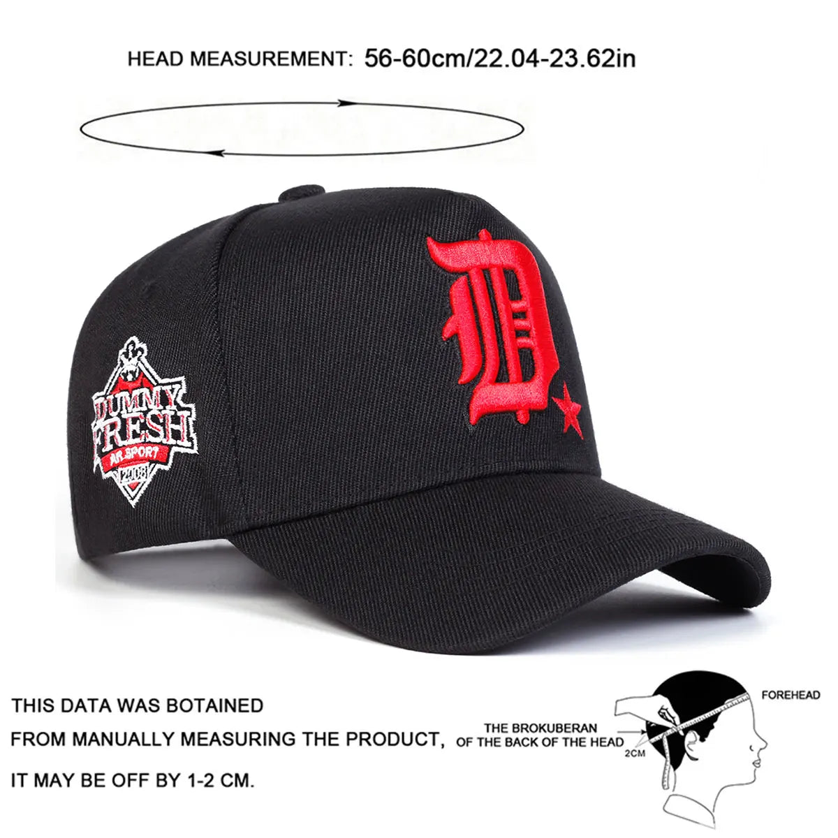 Unisex D Letter Embroidery Side Dummy Fresh Baseball Caps Spring Autumn Outdoor Adjustable Casual
