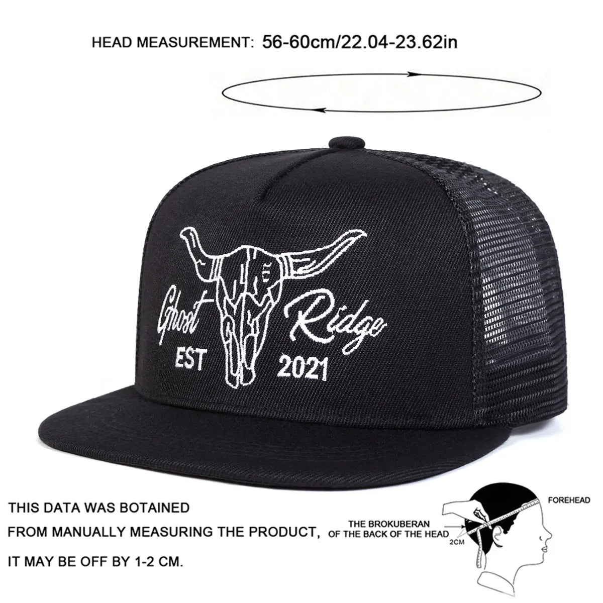 Unisex Ox Head Letter Embroidery Hip-Hop Net Hats Spring Summer Outdoor Adjustable Casual Baseball