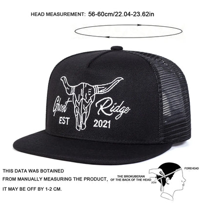 Unisex Ox Head Letter Embroidery Hip-Hop Net Hats Spring Summer Outdoor Adjustable Casual Baseball