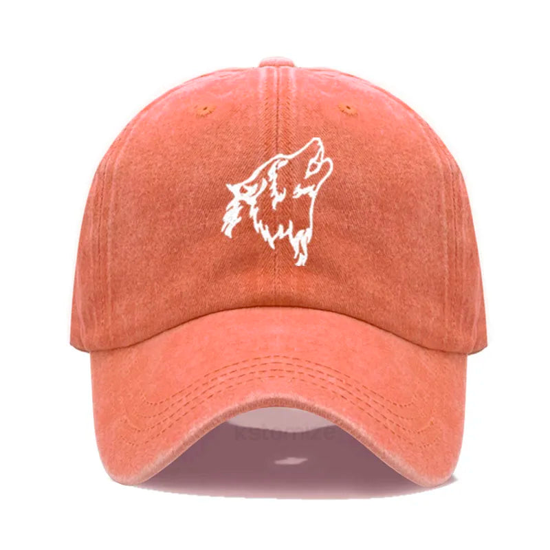 Women S Baseball Cap Men Washed Cotton Wolf Howl Embroidery Dad Hat Sport Golf Caps Man Sun Hats
