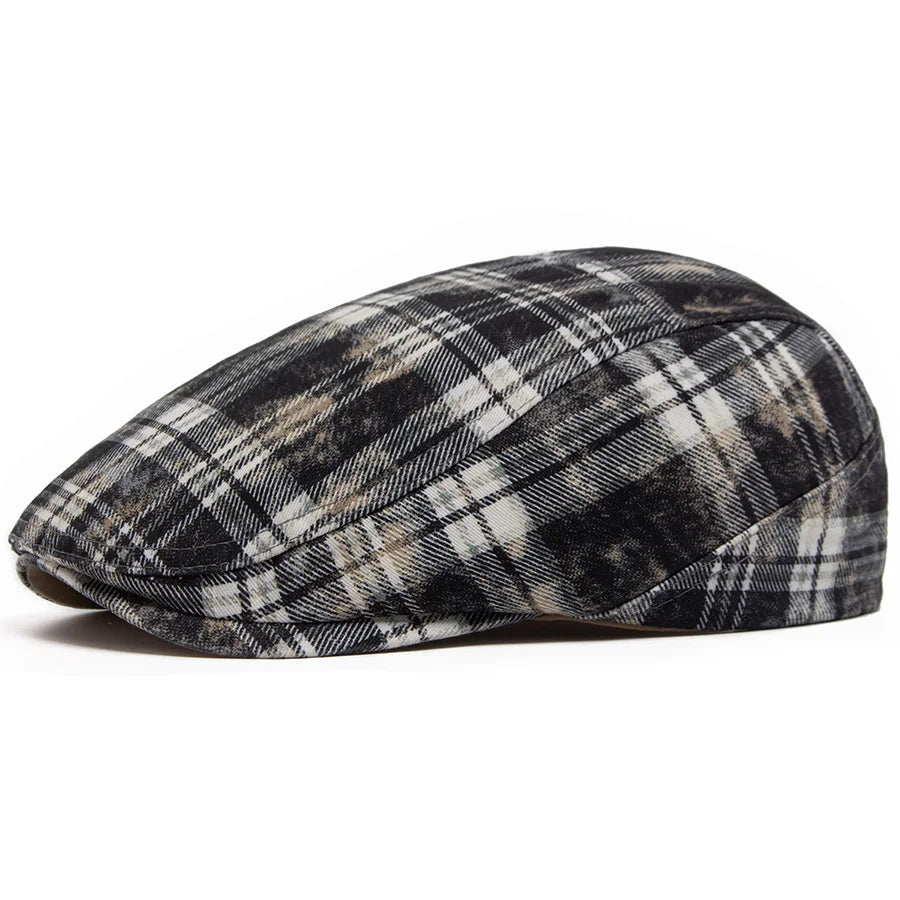 Y2k Plaid Beret Summer Women Hat Vintage Caps For Men Casual Female Sun Soft Flat Hats Visor Newsboy Cap Unisex Adjustable New