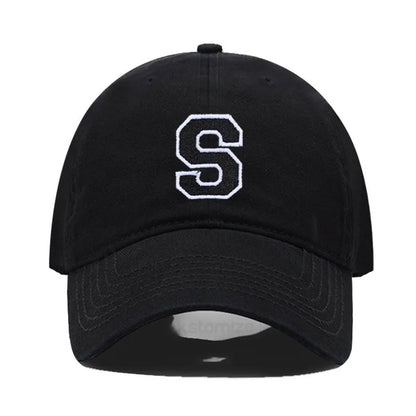 Initial Letter A-Z Embroider Baseball Cap Men Womne Soft Cotton Team Sport Visors Snapback Caps