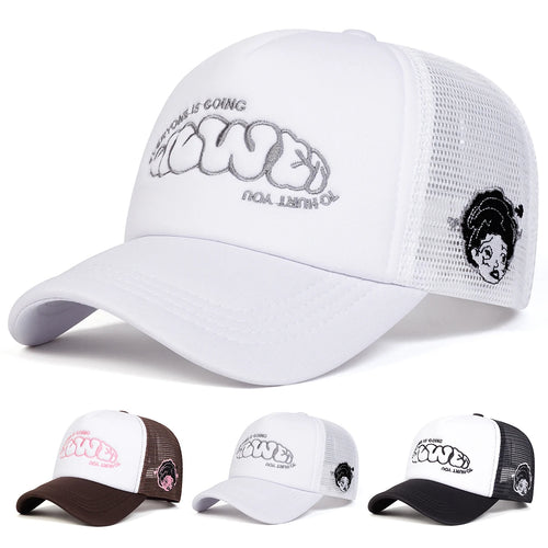 Unisex Everyone Is Going Embroidery Baseball Net Caps Spring Summer Outdoor Adjustable Casual Hats