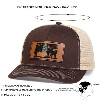 Unisex Brown Cow Leather Label Baseball Net Caps Spring Summer Outdoor Adjustable Casual Hats