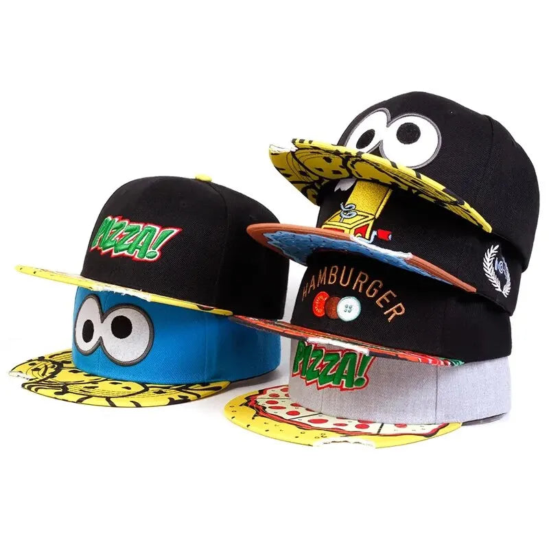 Unisex Eye Pizza Embroidery Hip-Hop Hats Spring Autumn Outdoor Adjustable Casual Baseball Caps