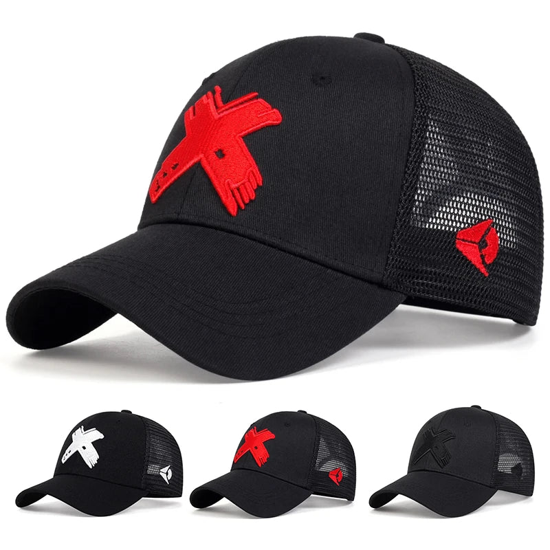 Summer Men Mesh Baseball Cap Outdoor Sport X Letter Snapback Hat Women Unisex Breathable Caps Hip