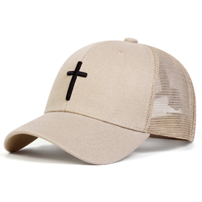 Unisex Cross Embroidery Baseball Net Caps Hip Hop Cap Spring Summer Outdoor Adjustable Casual Hats