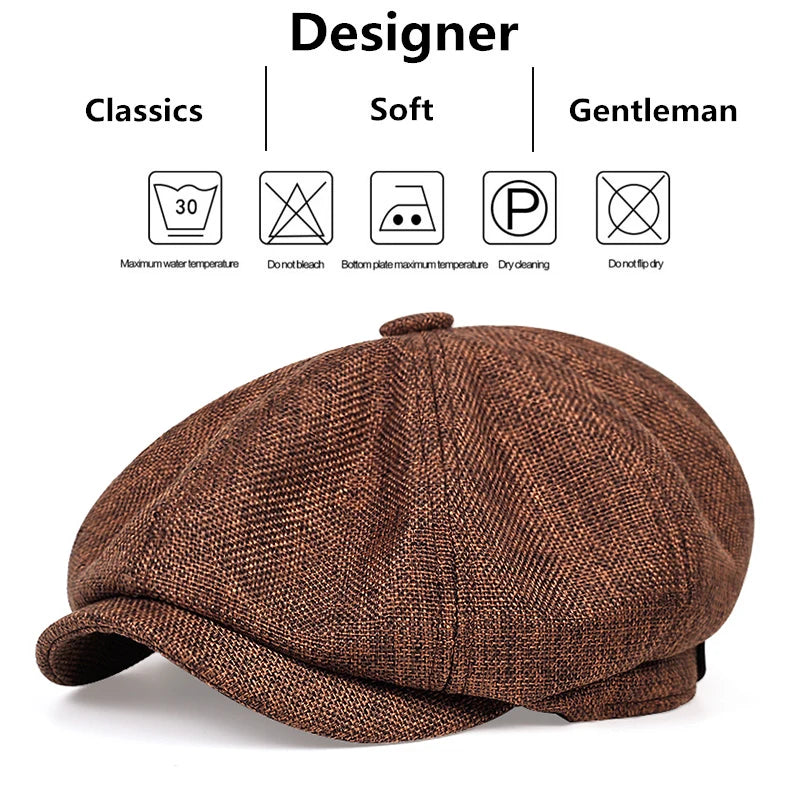 Men Casual Newsboy Hat Spring Autumn Retro Beret Hats Wild Unisex Octagonal Cap Street Caps Gorras