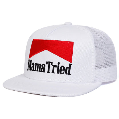Unisex Mama Tried Letter Embroidery Hip-Hop Net Hats Spring Summer Outdoor Adjustable Casual