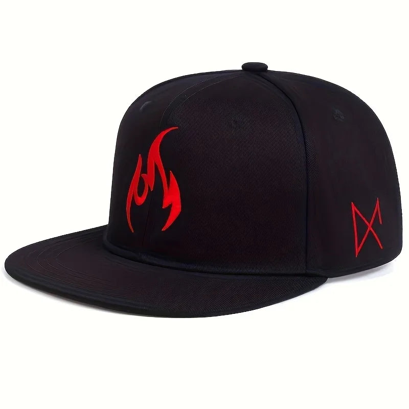 Unisex Flame Embroidery Hip-Hop Hats Spring Autumn Adjustable Casual Snapback Baseball Caps Outdoor