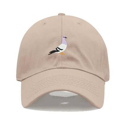 Pigeon Embroidery Baseball Cap Women Men Adjustable Soft Washed Cotton Dad Hat Unisex Classic Golf