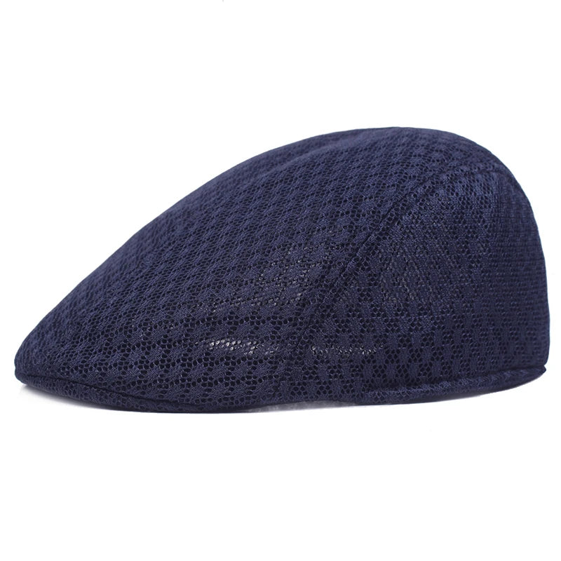 Summer Casual Beret Hat Unisex Mesh Flat Caps Newsboy Style Adjustablr Breathable Women Men