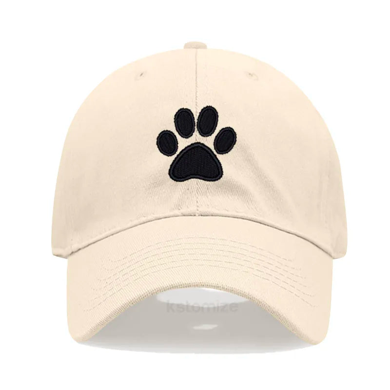 Dog Paw Embroidered Baseball Cap Women Men Adjustable Washed Cotton Dad Hat Unisex Classic Golf Caps
