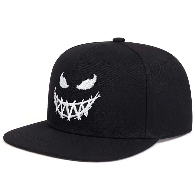 Unisex Personality Ghost Expression Embroidery Hip-Hop Hats Outdoor Adjustable Casual Baseball Caps