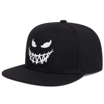 Unisex Personality Ghost Expression Embroidery Hip-Hop Hats Outdoor Adjustable Casual Baseball Caps