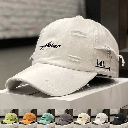 Unisex Asher Embroidery Hole Iron Ring Baseball Caps Spring Autumn Outdoor Adjustable Casual Hats
