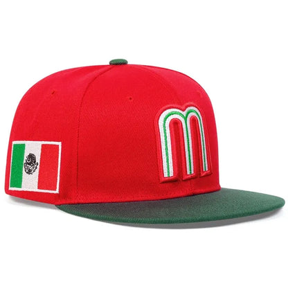 Unisex M Letter Side Brazilian Flag Embroidery Hip-Hop Hats Spring Autumn Outdoor Adjustable Casual