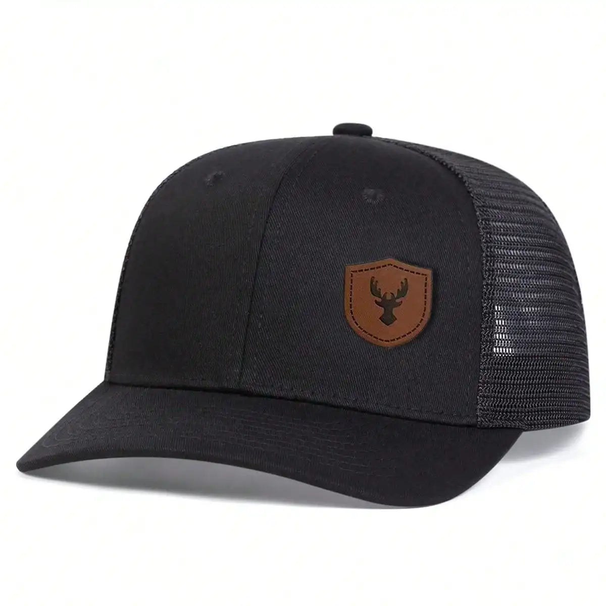 Unisex Deer Antlers Leather Label Baseball Net Caps Spring Summer Outdoor Adjustable Casual Hats Hip